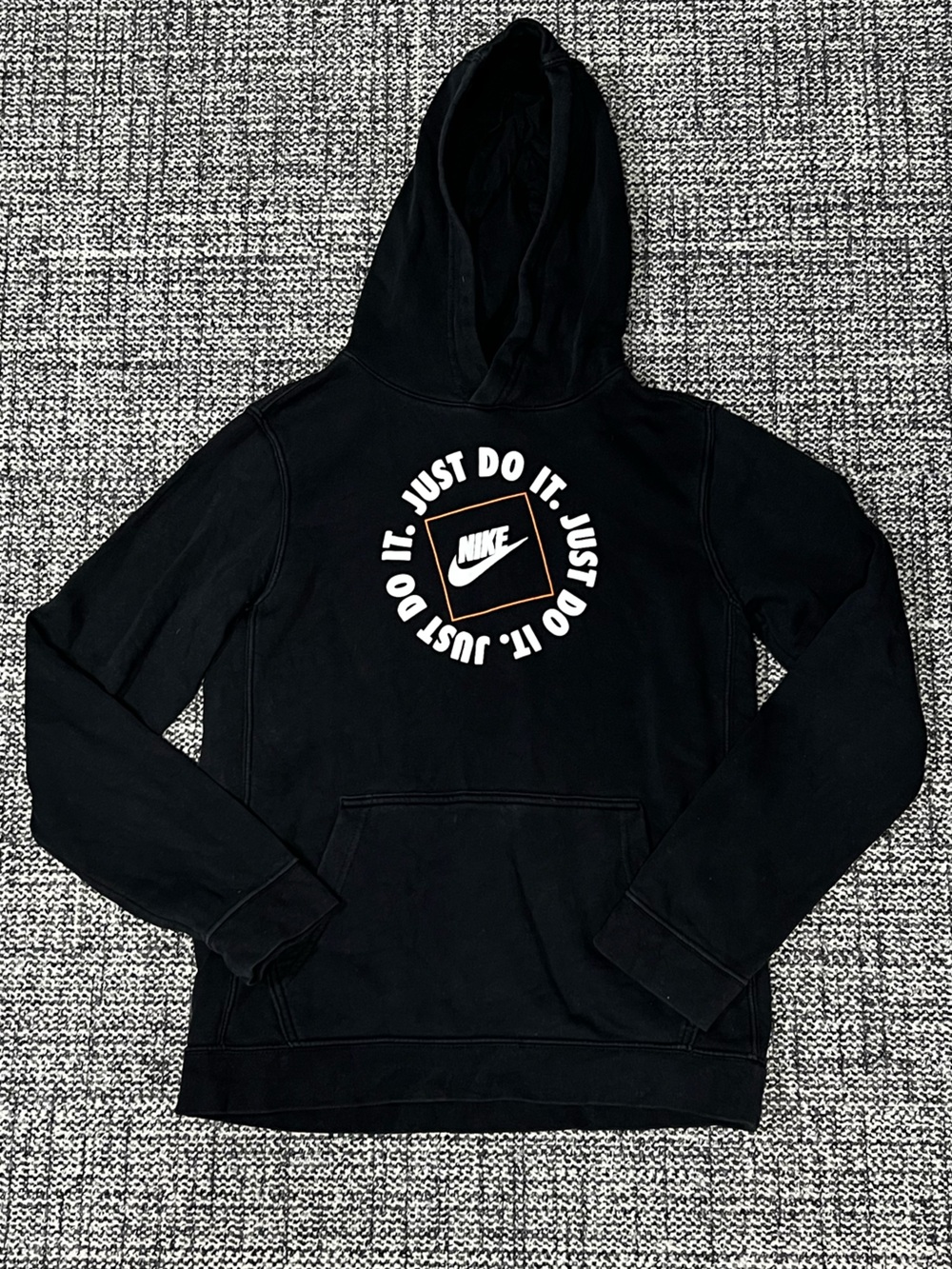 Nike Kids Black Hoodie with White 'Just Do It' Logo